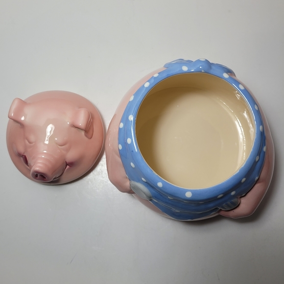 Pink Pig Out Vintage Clay Art Cookie Jar 1991 Excellent - Picture 9 of 16